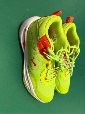 Puma Kids Neon Yellow with Orange Accent Sneakers